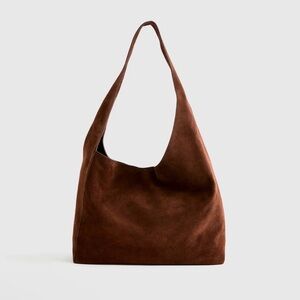 Quince Italian Suede Slouchy Shoulder Bag in Chocolate Brown No Dust Bag